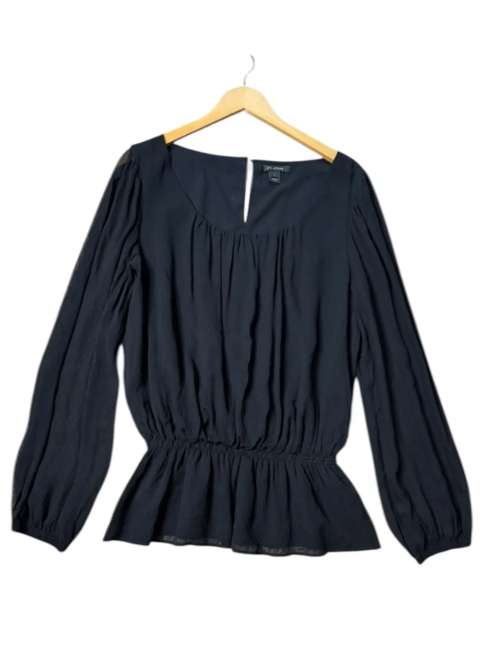 St. John Silk Peplum Long Sleeve Blouse size 12